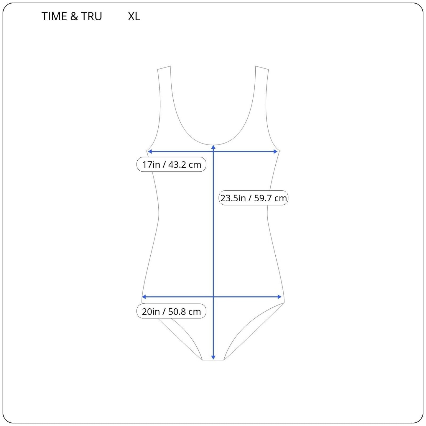 Time Tru Womens Swimsuit Extra Large One Piece Blue Double Spaghetti Bra