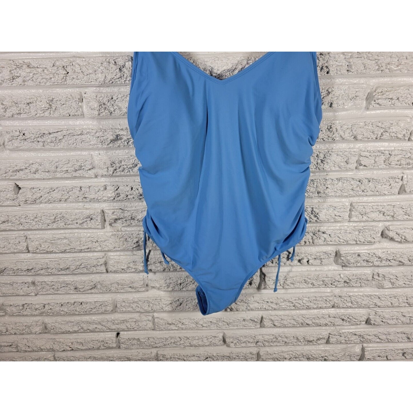 Time Tru Womens Swimsuit Extra Large One Piece Blue Double Spaghetti Bra