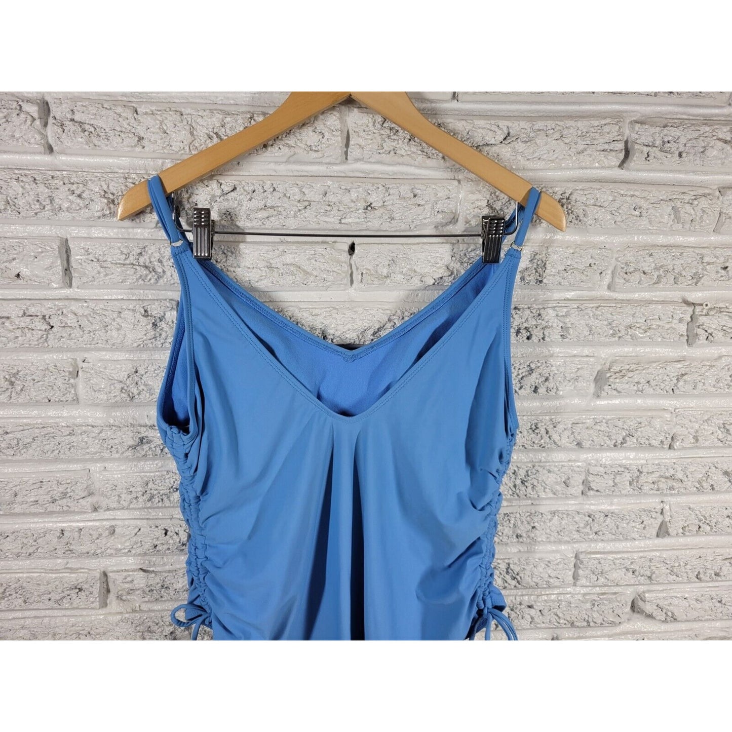 Time Tru Womens Swimsuit Extra Large One Piece Blue Double Spaghetti Bra