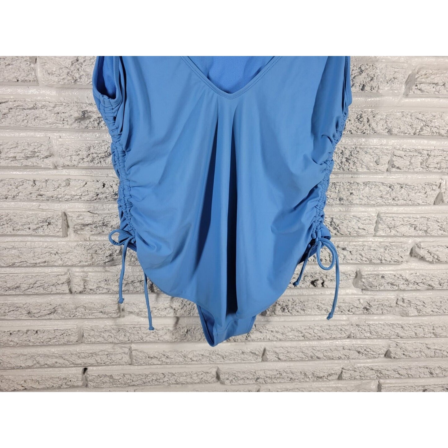 Time Tru Womens Swimsuit Extra Large One Piece Blue Double Spaghetti Bra