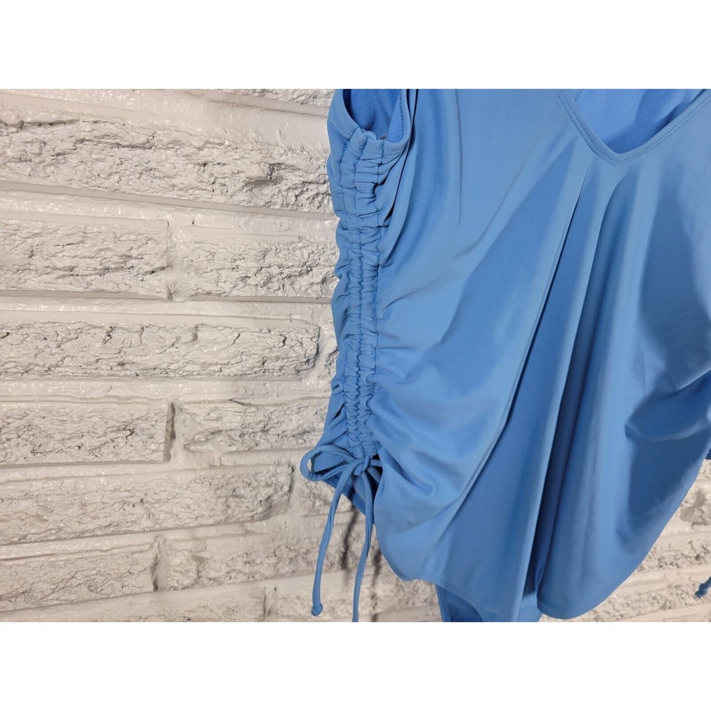 Time Tru Womens Swimsuit Extra Large One Piece Blue Double Spaghetti Bra