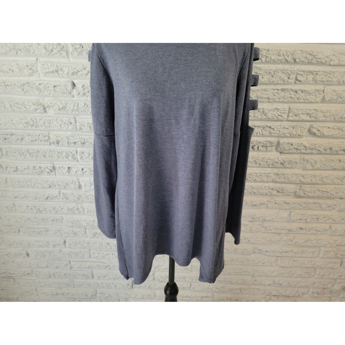 Apt 9 Women Top Extra Large XL Tunic Knit Blue Cut Out Sleeves Asymmetric Casual