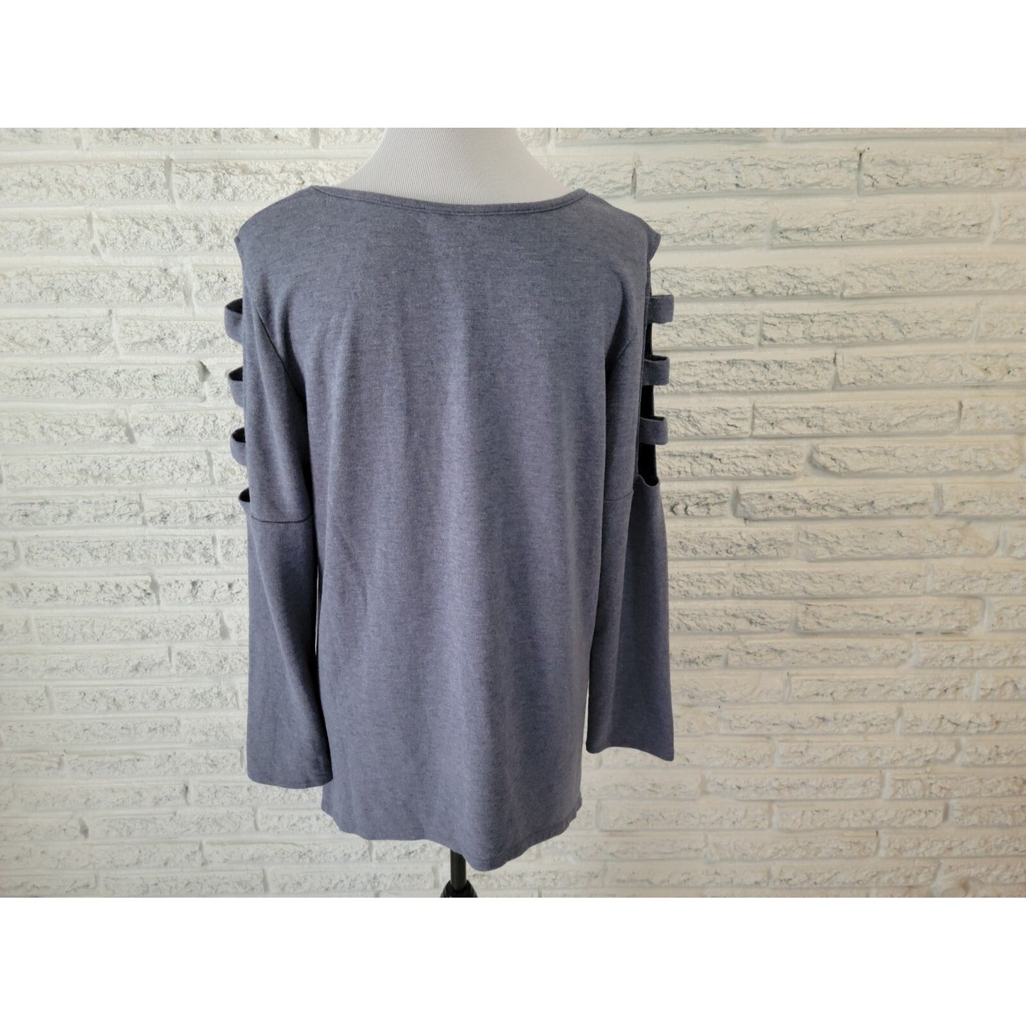 Apt 9 Women Top Extra Large XL Tunic Knit Blue Cut Out Sleeves Asymmetric Casual