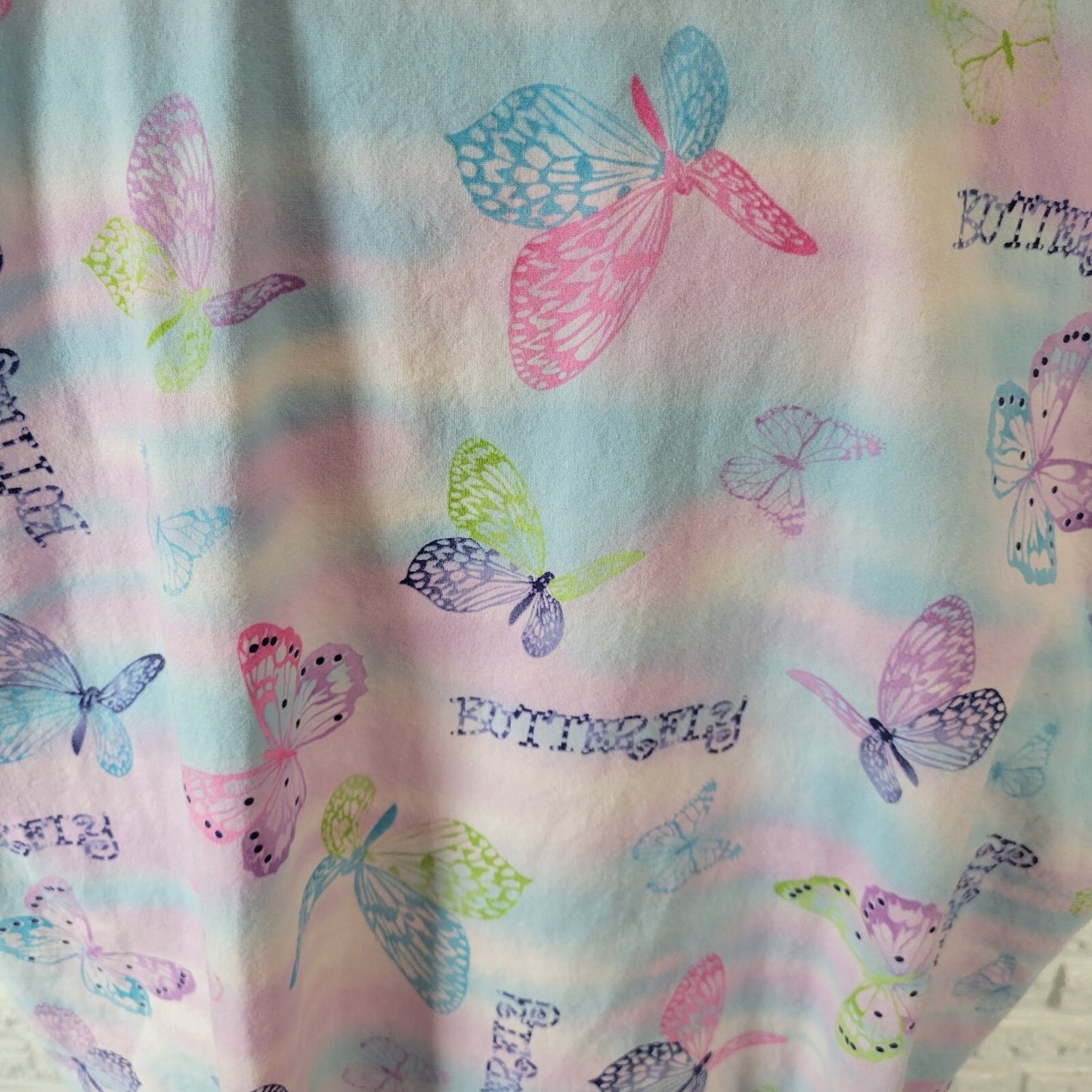 SB Scrubs Unisex Scrub Top XL Short Sleeve Blue Butterflies Pockets Lightweight