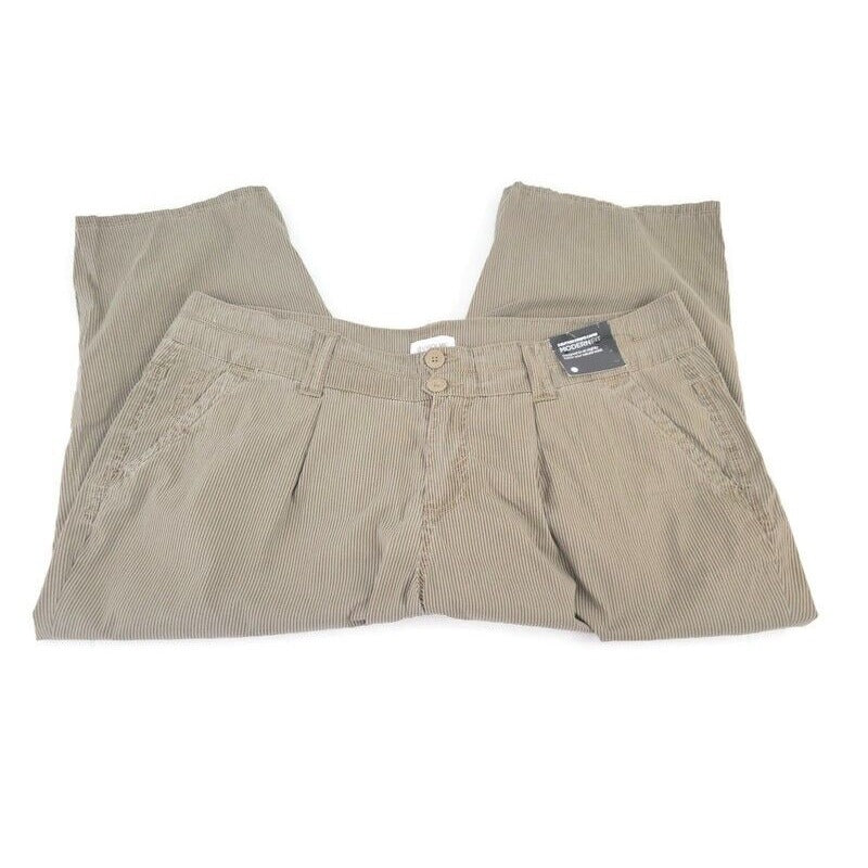 Avenue Womens Pants 18 Plus Capri Modern Fit Flap Pockets Brown Stripe Cotton