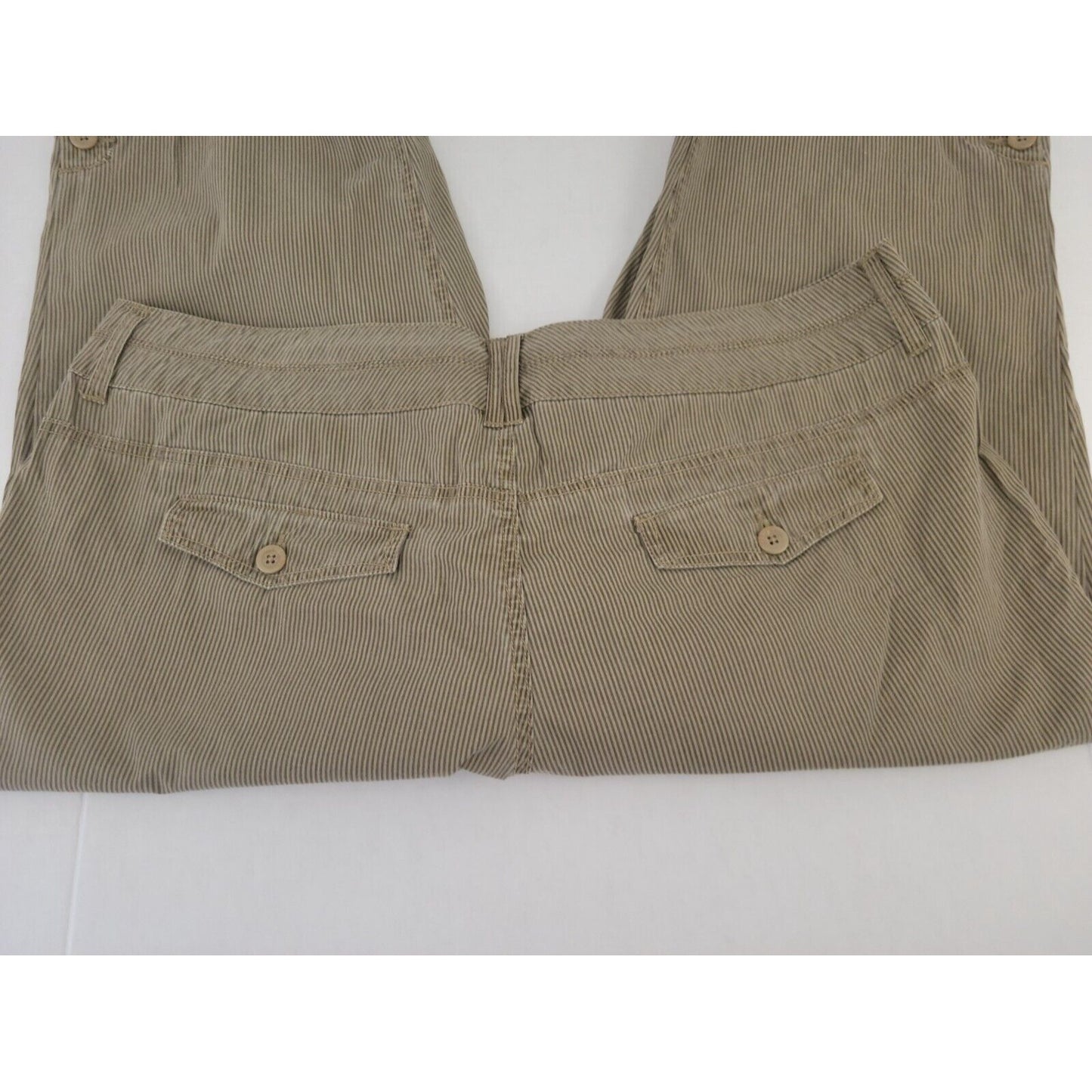 Avenue Womens Pants 18 Plus Capri Modern Fit Flap Pockets Brown Stripe Cotton