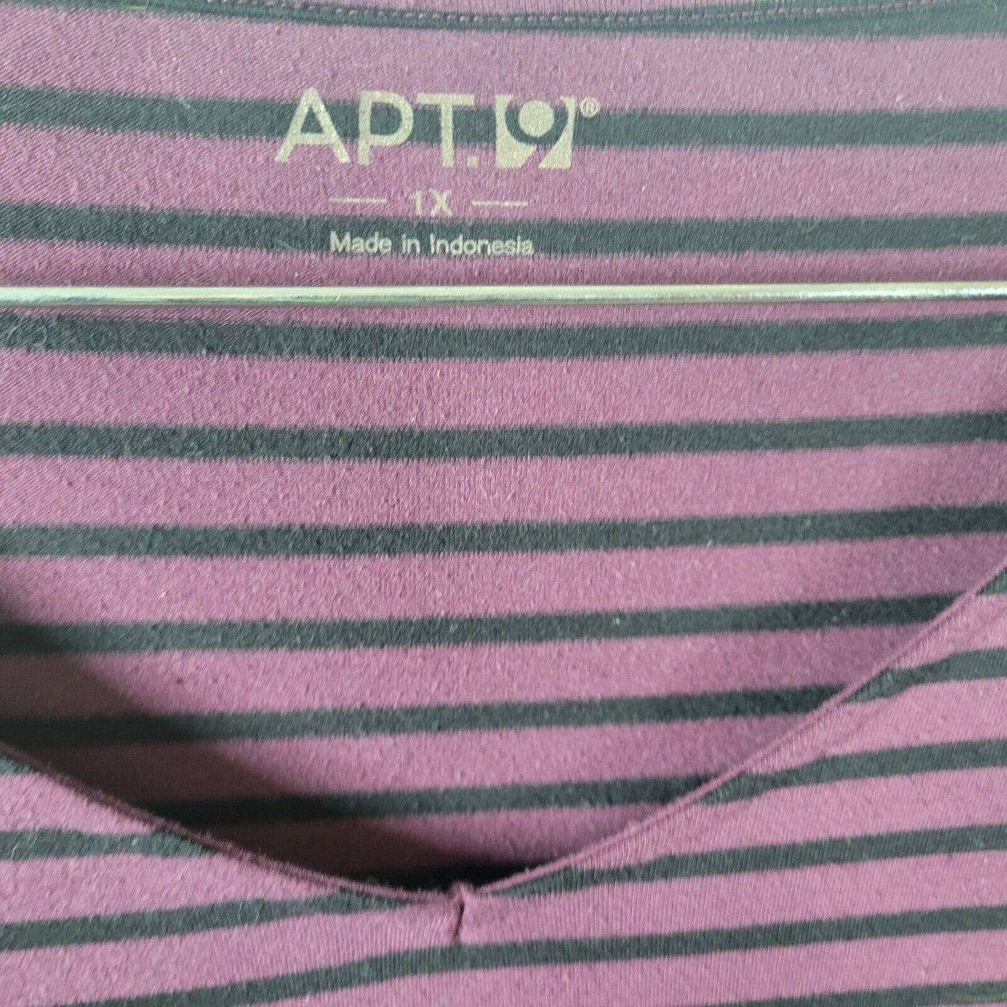 Apt 9 Womens Dress 1X Long Sleeve Knit Purple Black Stripe Poly Blend Casual