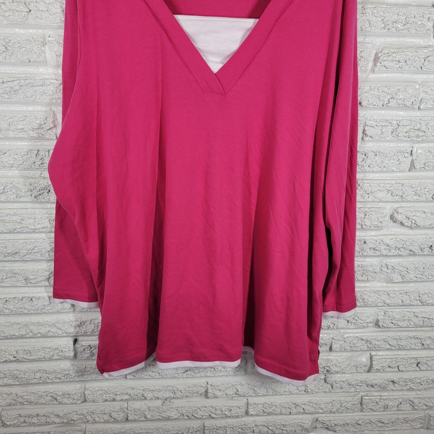 Women Within Womens Top 4X Plus Tunic Long Sleeve Pink Square Neck Casual Comfy