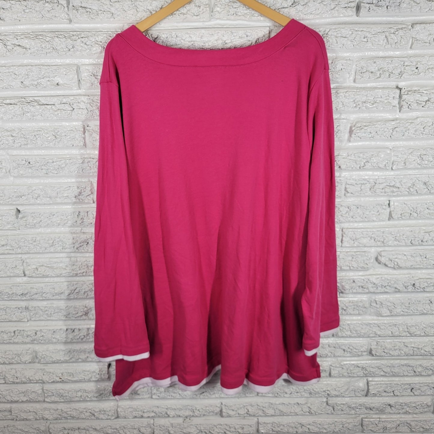 Women Within Womens Top 4X Plus Tunic Long Sleeve Pink Square Neck Casual Comfy
