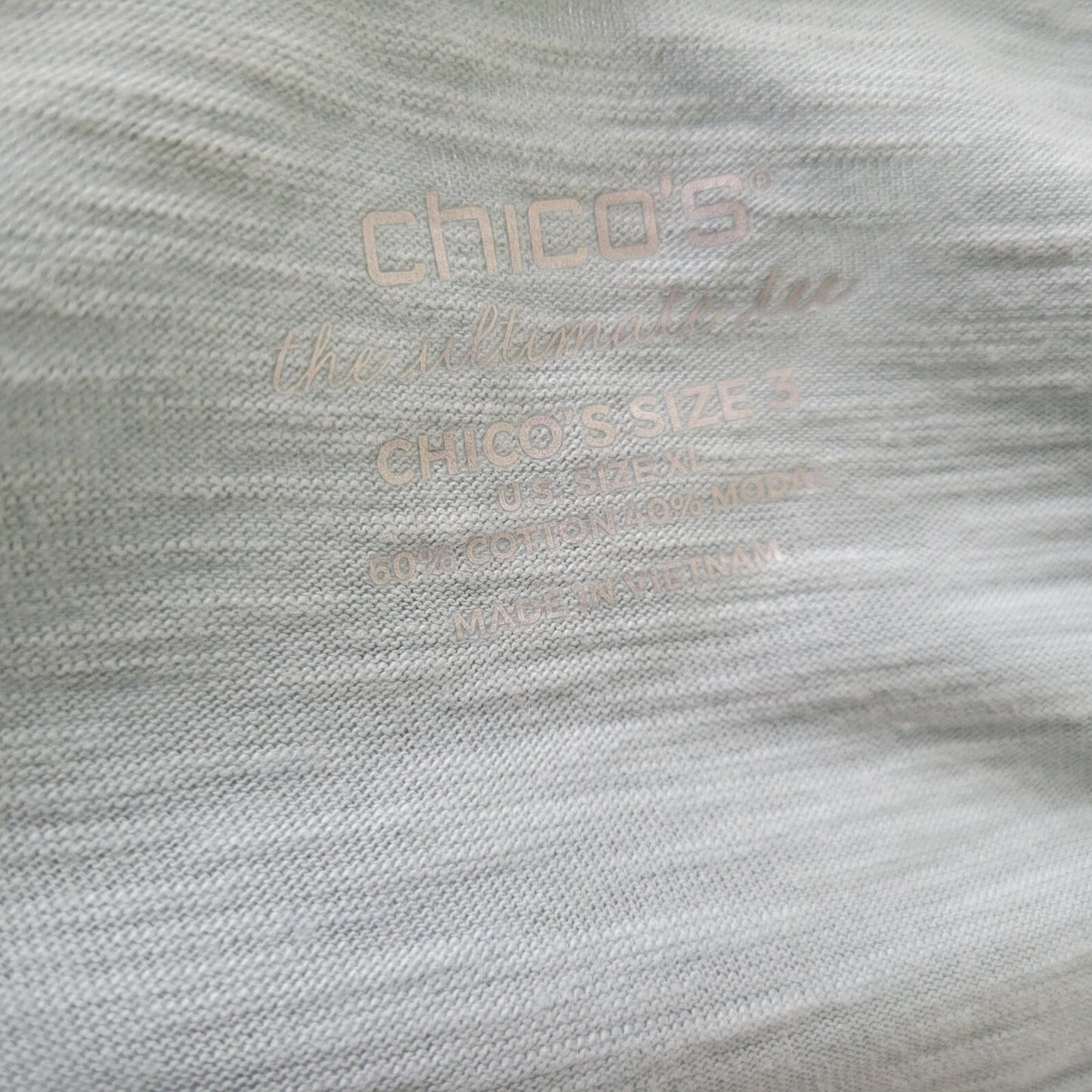 Chicos Womens Top 3 Standard XL Tunic 3/4 Sleeve Blue Lightweight Asymmetric