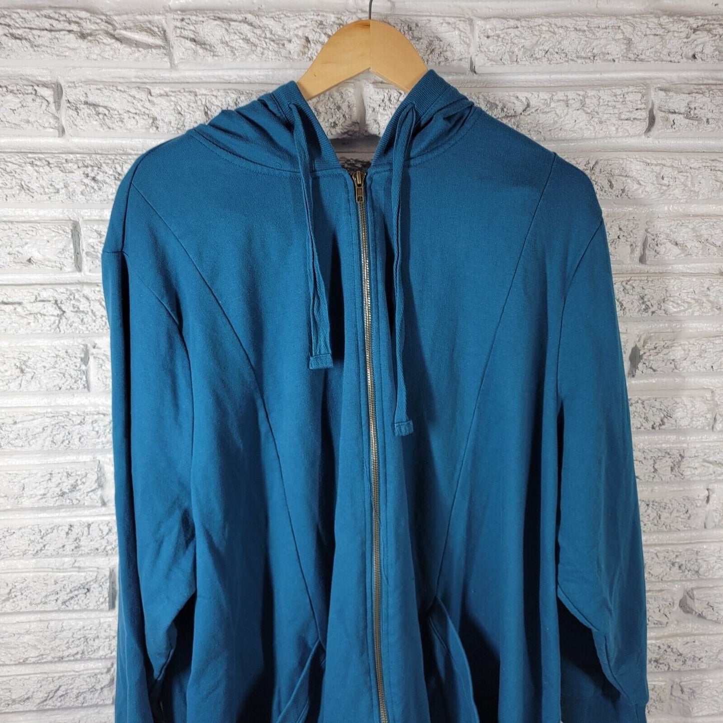 Women Within Women Jacket 3X Hoodie Pockets Blue Full Zip Drawstring Warm Casual