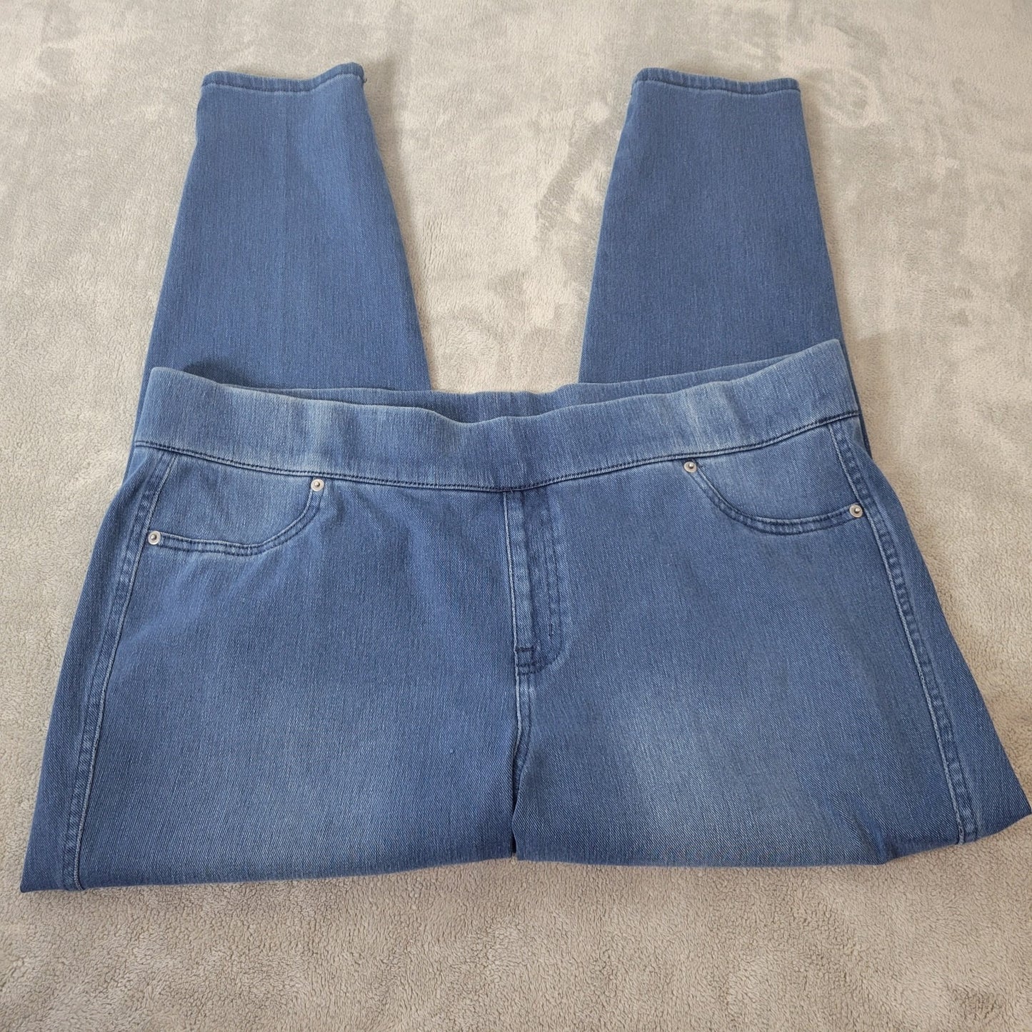 Venezia Womens Jeans 20 Plus Jegging Cropped Pull On Blue Denim Comfy Pockets