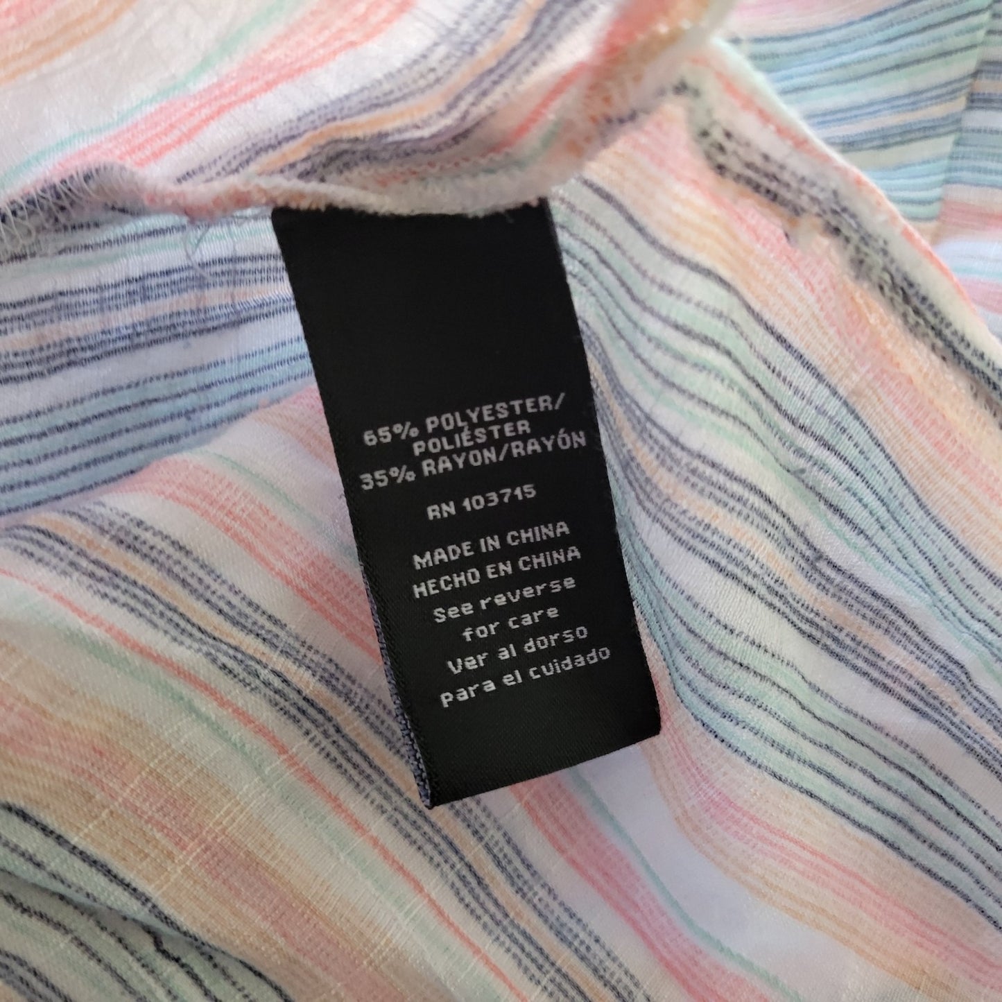 Zac Rachel Womens Top 2X Plus Button Up Roll Tab Sleeve Stripe Pink Blue Pastel