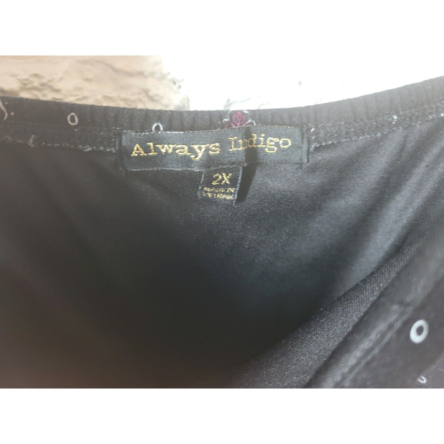 Always Indigo Womens Jumpsuit 2X Wide Leg Black Floral Rayon Comfy Lightweight