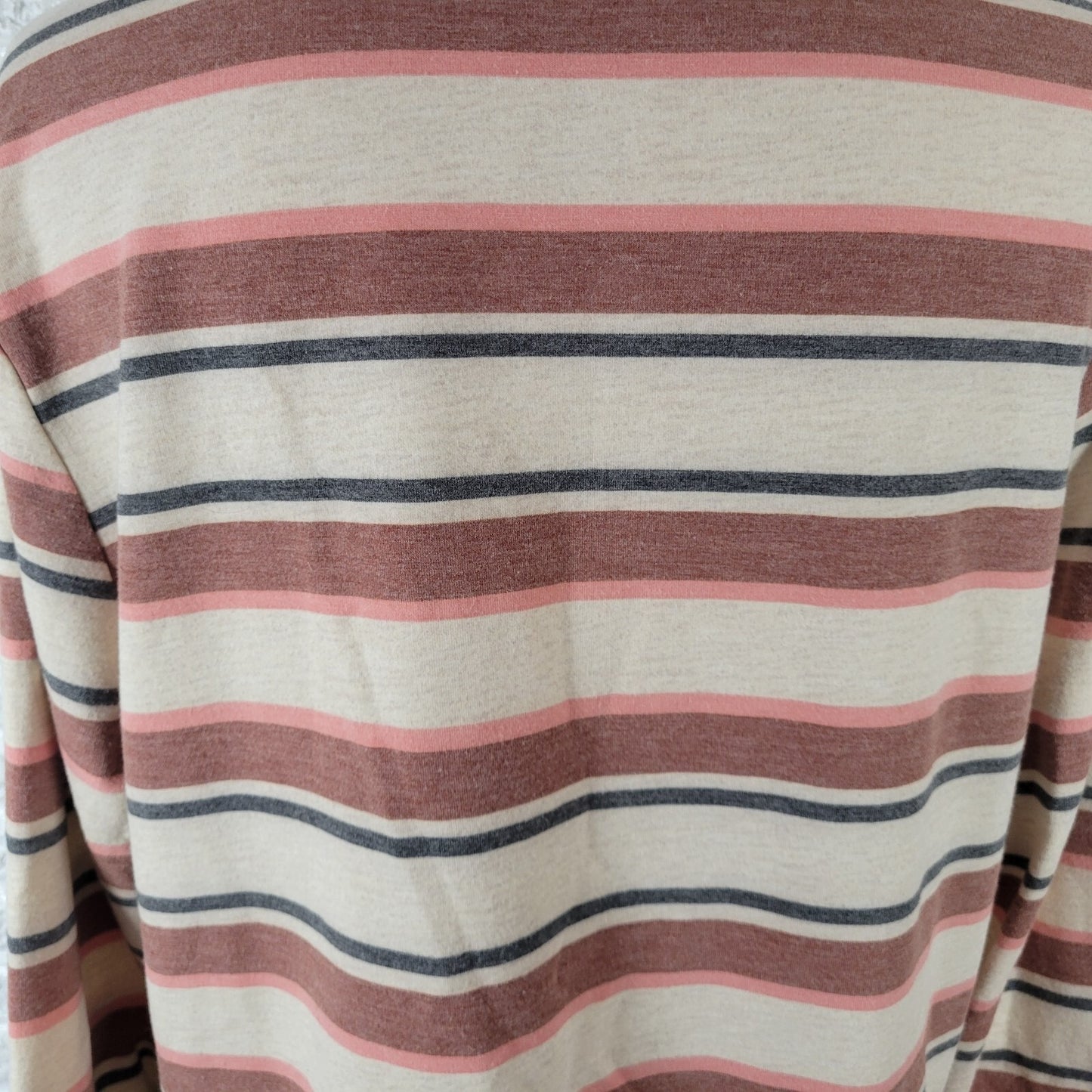 Croft Barrow Womens Top Extra Large Tee 3/4 Cuff Sleeve Brown Pink Stripe Comfy