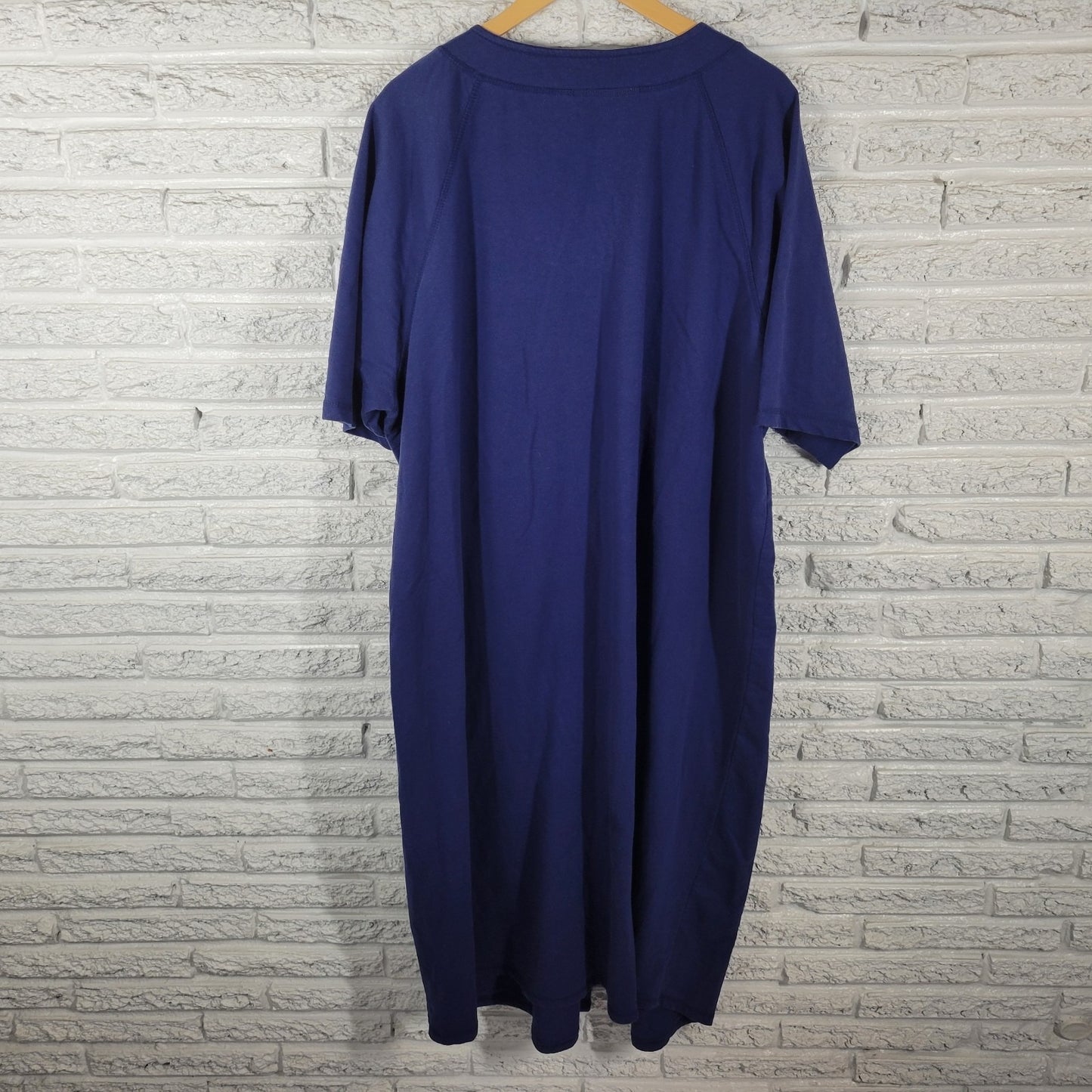 Dreams Co Womens Robe 2X 26 28 Plus Short Sleeve Zip Up Pockets Blue Loungewear
