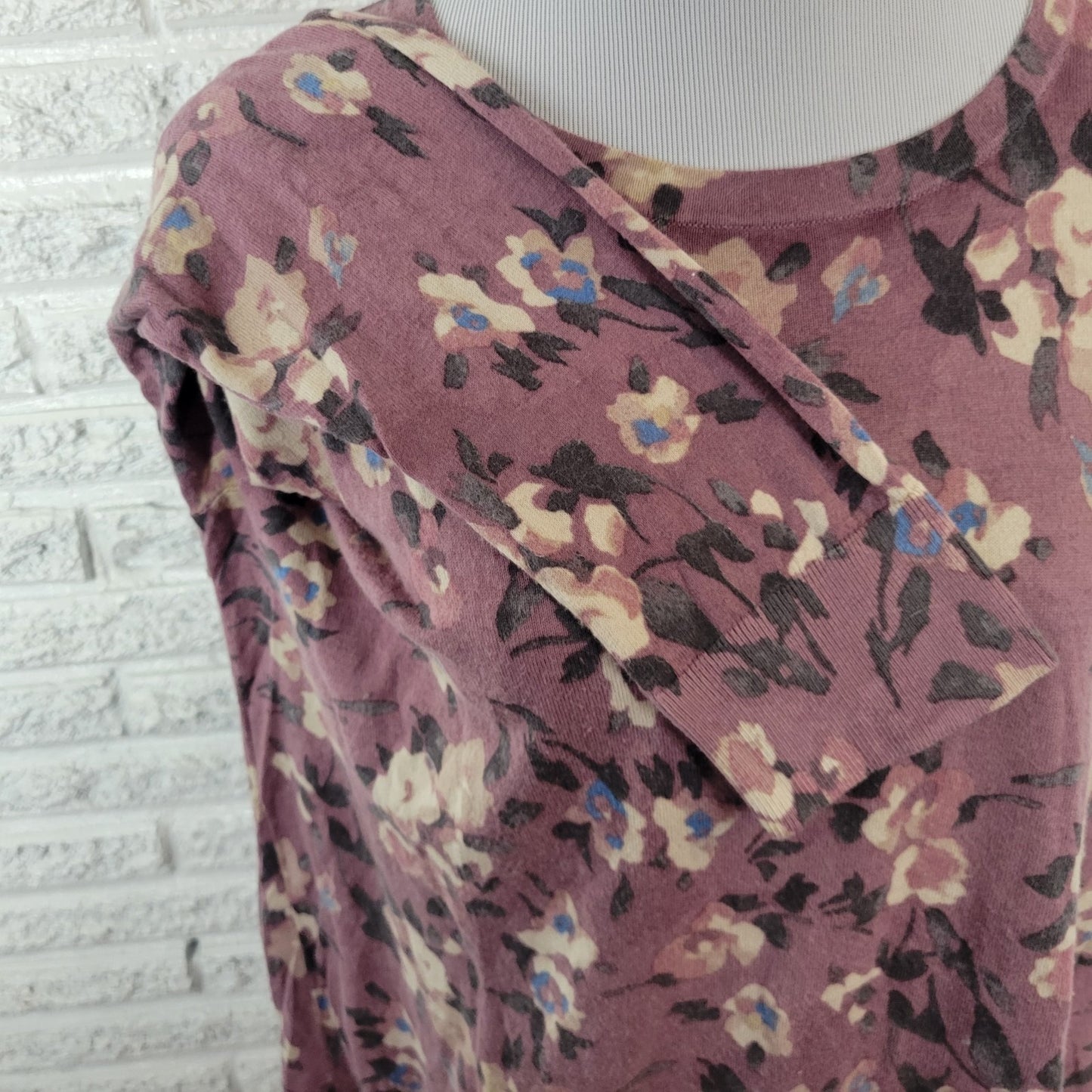 Lauren Ralph Lauren Womens Sweater XXL Plus Lavender Floral Cotton Blend Casual