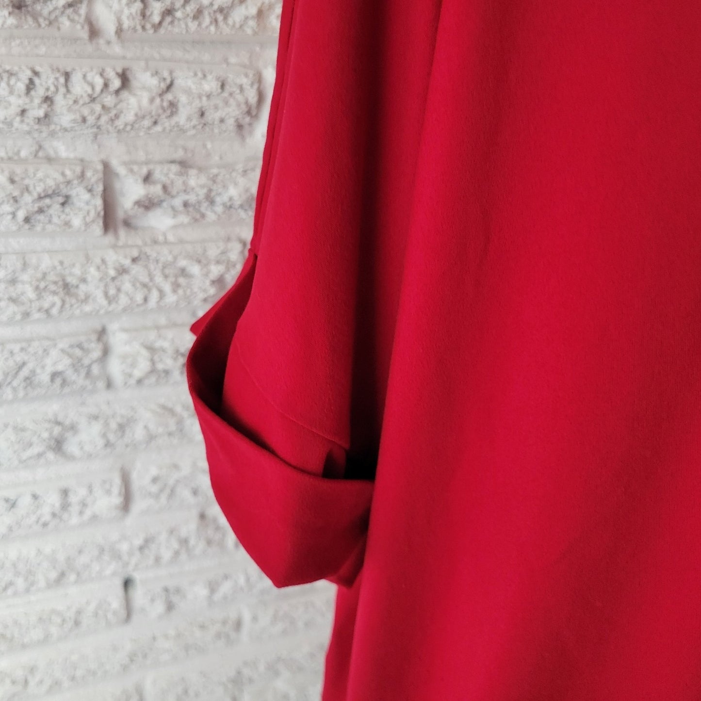 Zenana Womens Top 1X Plus Tee Cuff Short Sleeve Red Polyester Blend Comfy Casual