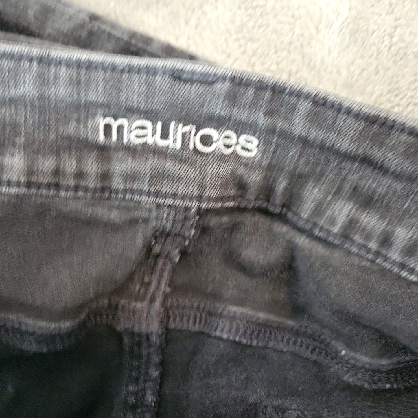 Maurices Women Jeans 22W Plus Cropped Black Denim Distressed Zip Fly Raw Hem