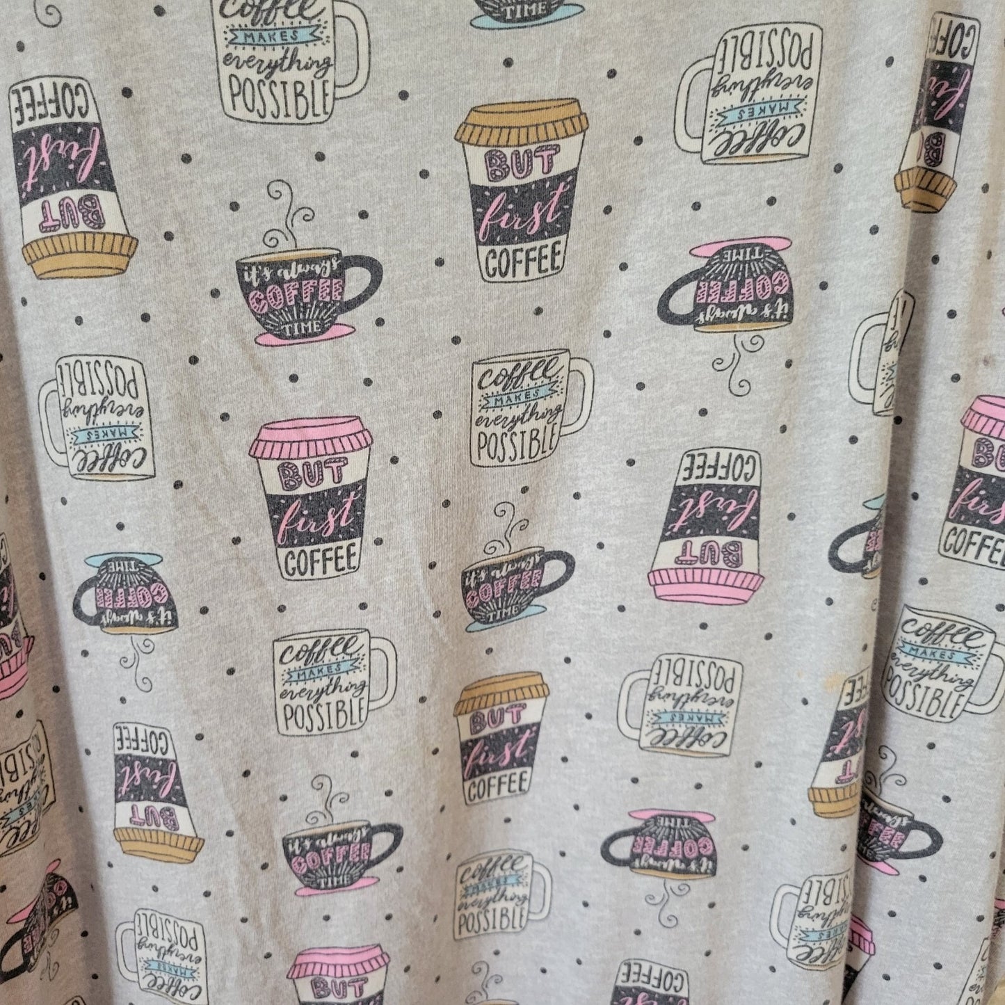 Secret Treasures Womens Pajama Top 2X Gown Gray Coffee All Over Loungewear Comfy