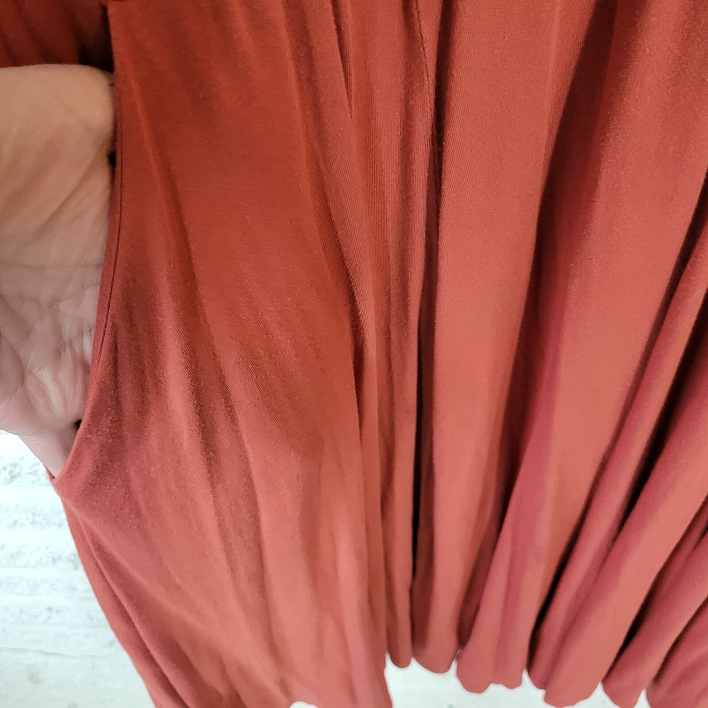 Torrid Super Soft Knits Women Dress 3 3X Plus Burnt Orange Pockets Elastic Waist
