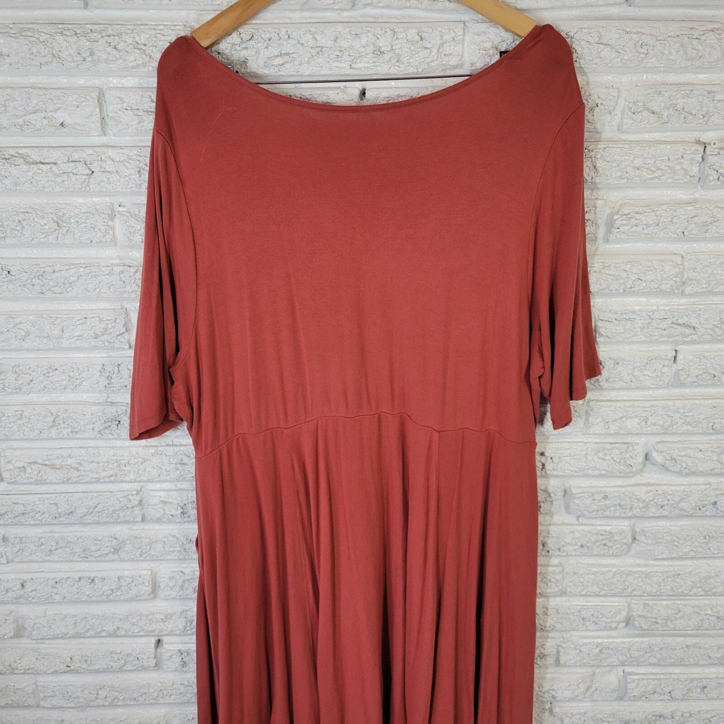 Torrid Super Soft Knits Women Dress 3 3X Plus Burnt Orange Pockets Elastic Waist