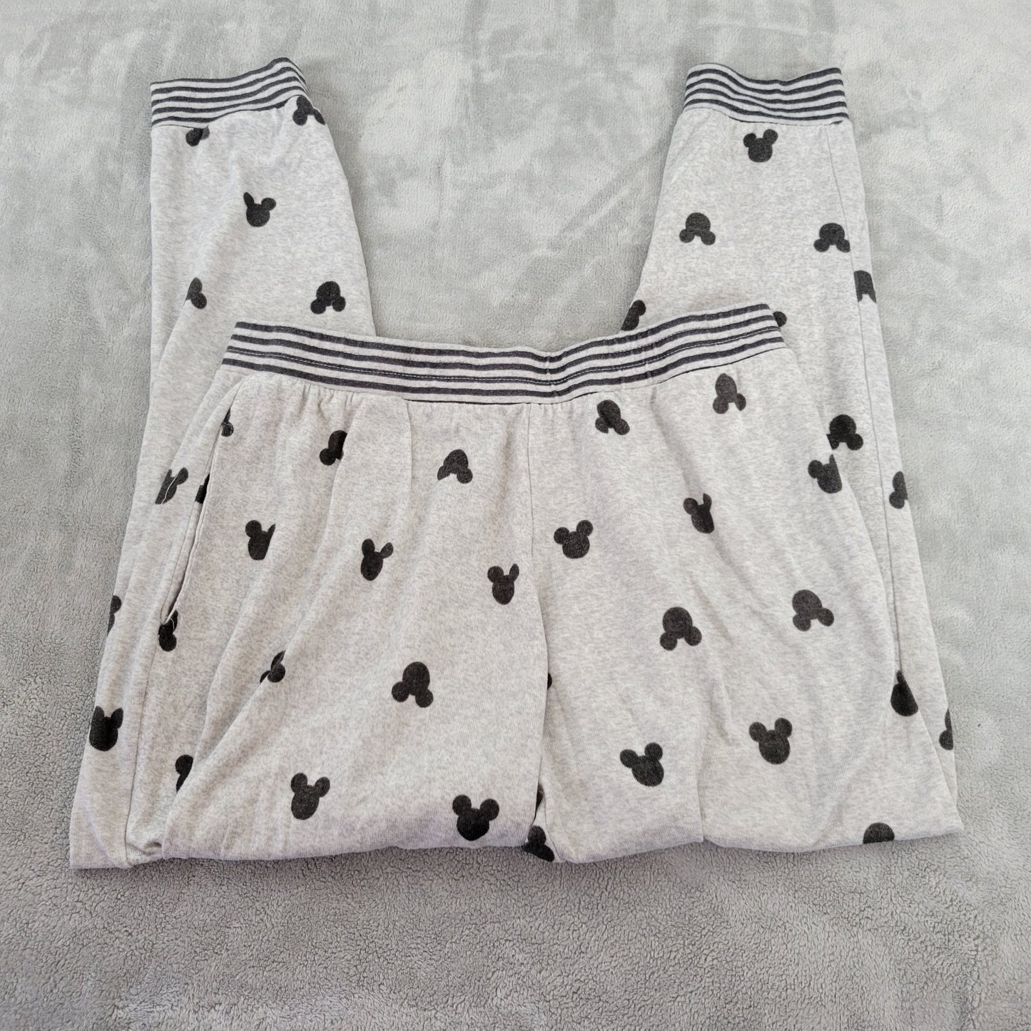 Disney Mickey Mouse Womens Pajama Pants XL Pull On Gray Poly Blend Loungewear
