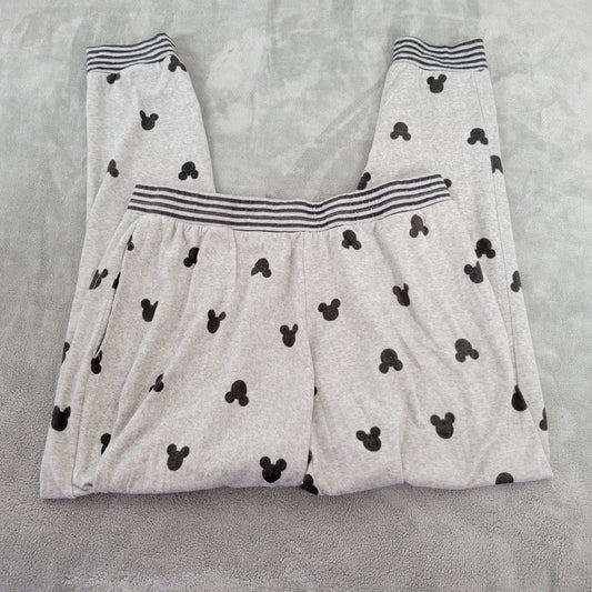 Disney Mickey Mouse Womens Pajama Pants XL Pull On Gray Poly Blend Loungewear