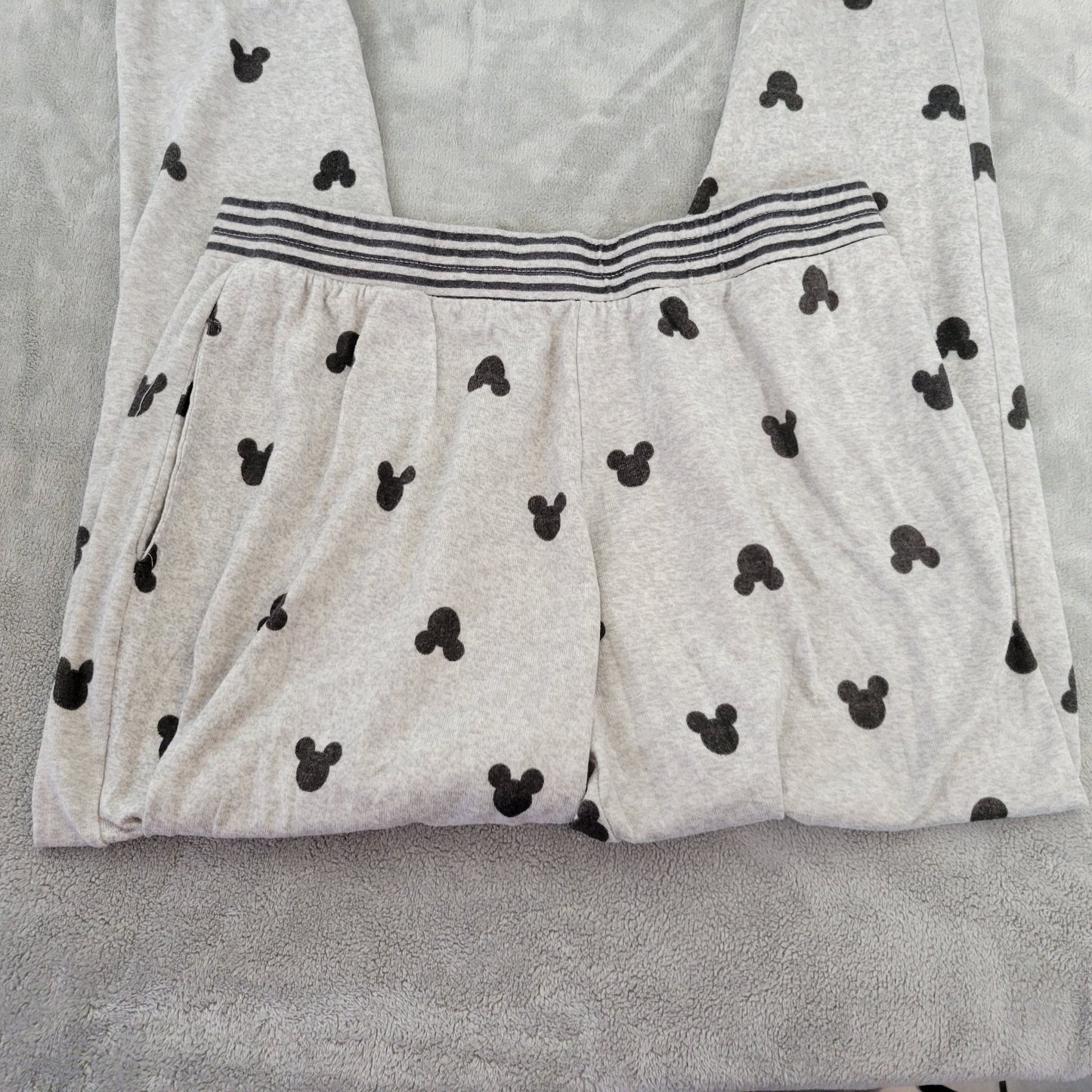 Disney Mickey Mouse Womens Pajama Pants XL Pull On Gray Poly Blend Loungewear