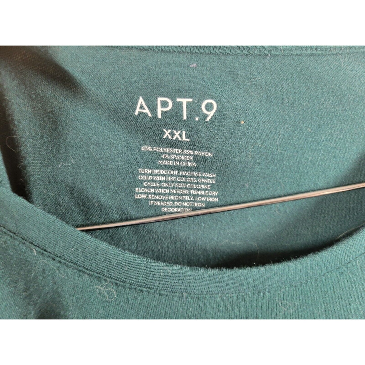 Christmas Apt 9 Womens Top XXL Tee Tunic 3/4 Sleeve Green Poly Blend Believe