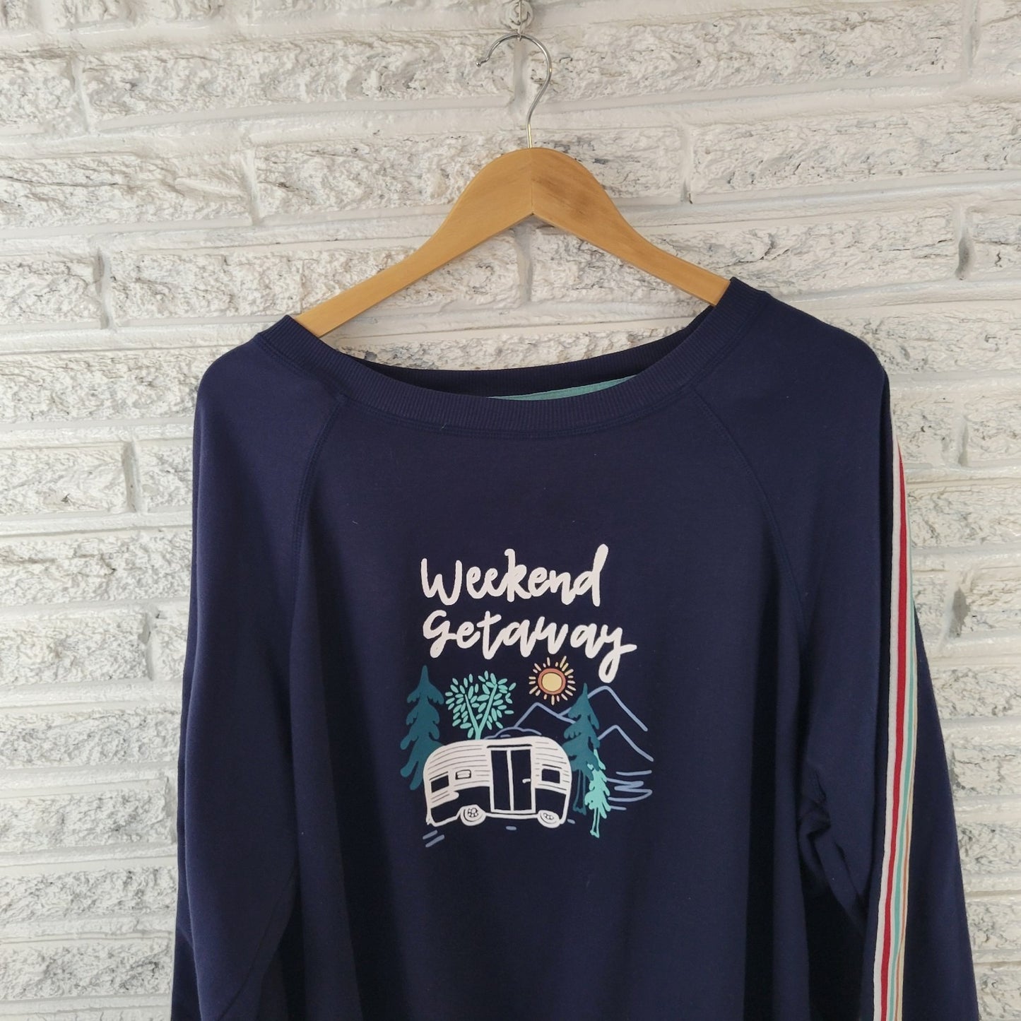 Joyspun Womens Sweatshirt 2X 18W 20W Plus Blue Camping Weekend Getaway Comfy