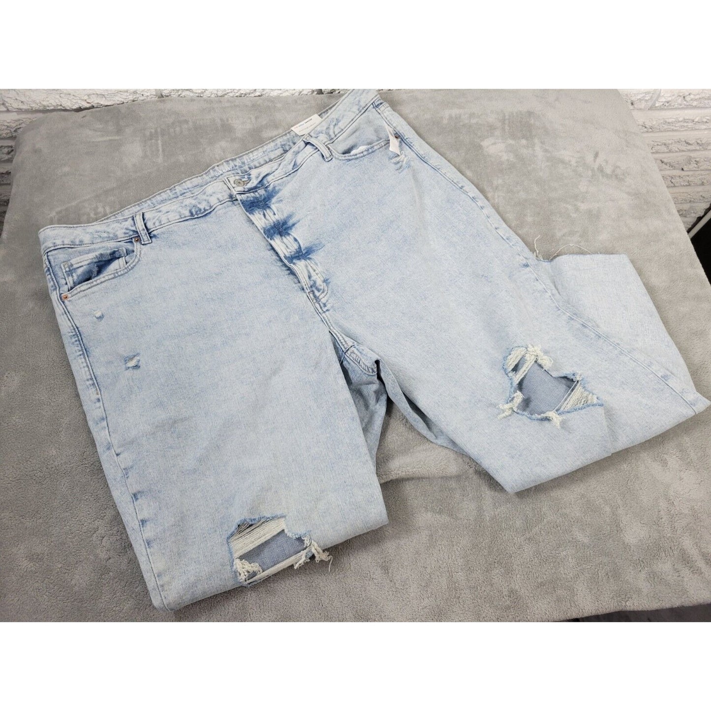 Old Navy OG Womens Jeans 28 Plus Straight Ankle  Distressed Raw Hem Button Fly