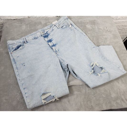 Old Navy OG Womens Jeans 28 Plus Straight Ankle  Distressed Raw Hem Button Fly