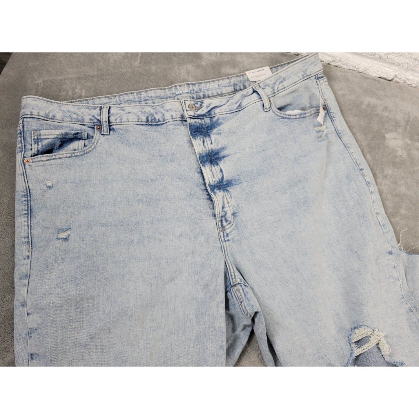 Old Navy OG Womens Jeans 28 Plus Straight Ankle  Distressed Raw Hem Button Fly