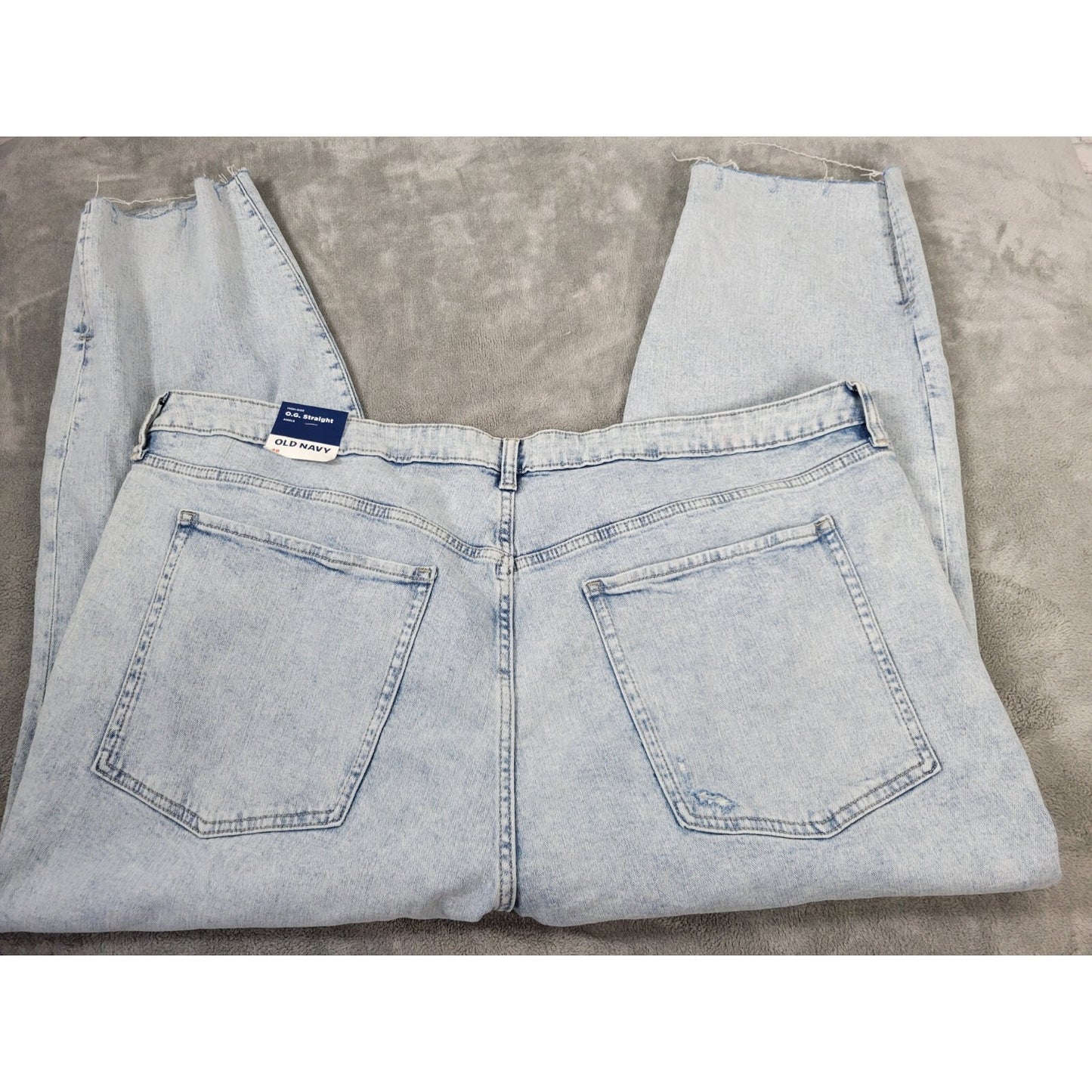 Old Navy OG Womens Jeans 28 Plus Straight Ankle  Distressed Raw Hem Button Fly