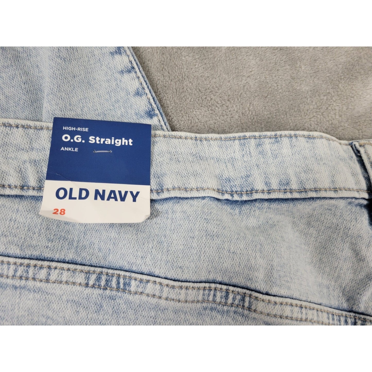 Old Navy OG Womens Jeans 28 Plus Straight Ankle  Distressed Raw Hem Button Fly