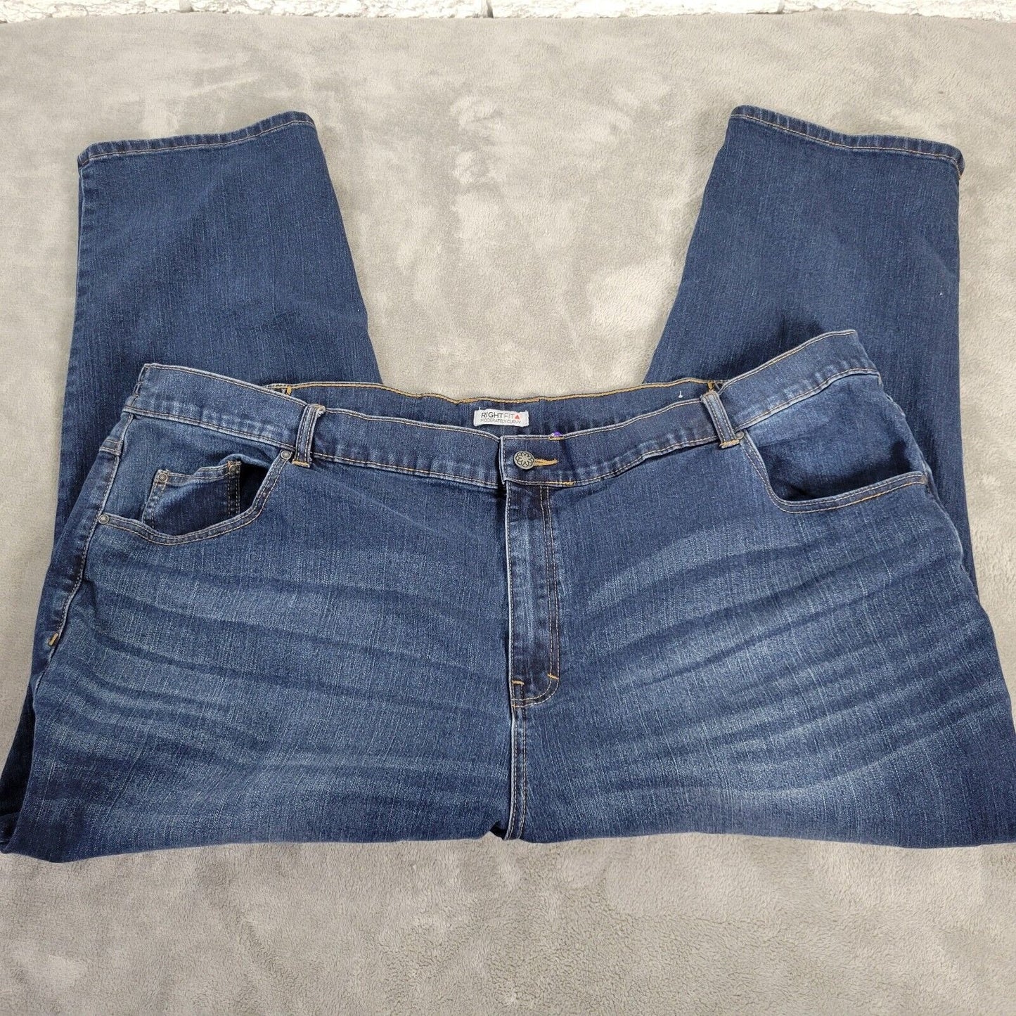 Catherines Right Fit Womens Jeans 32WP Straight Leg Dark Blue Denim Zip Fly