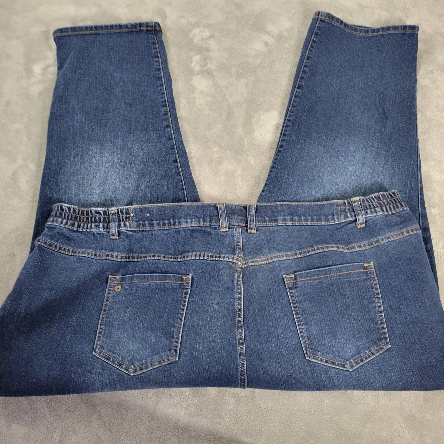 Catherines Right Fit Womens Jeans 32WP Straight Leg Dark Blue Denim Zip Fly