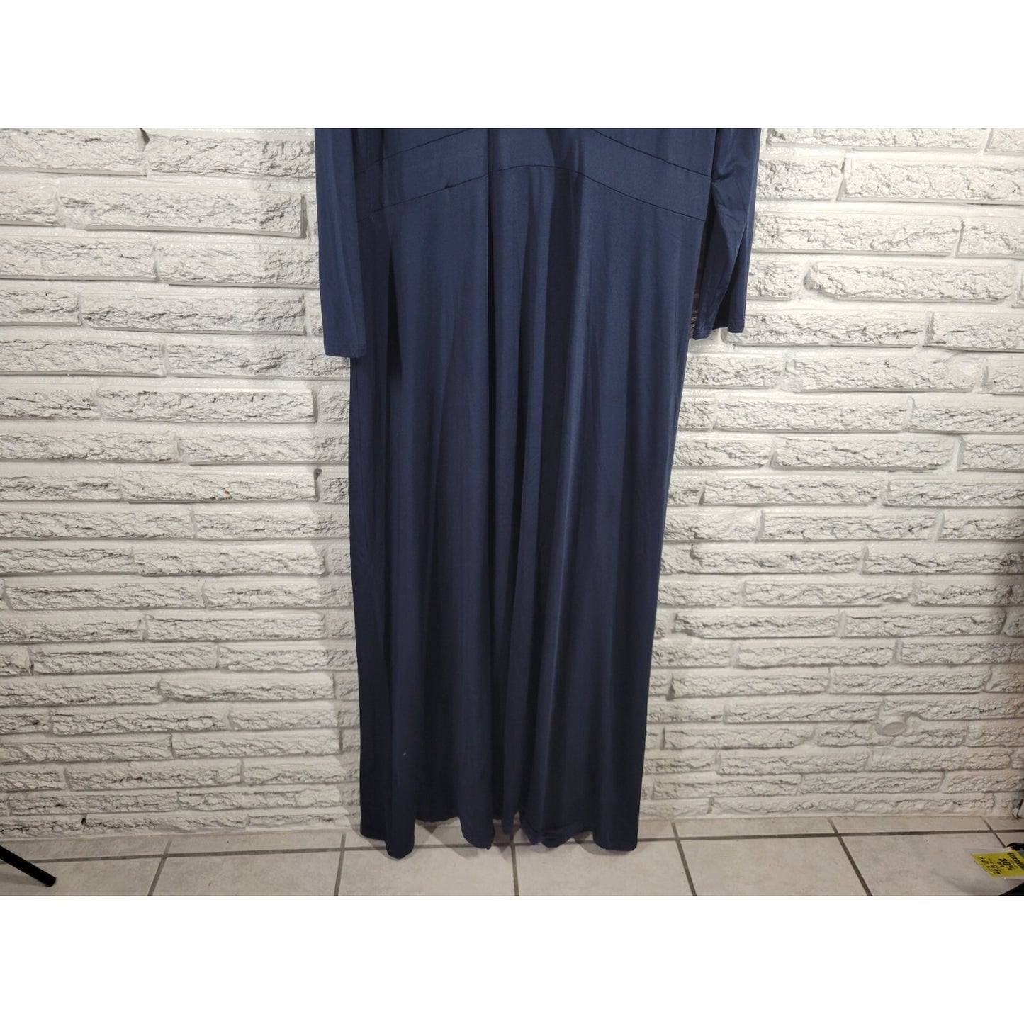 Poseshe Womens Dress 4XL Plus Long Sleeve Sheath Midi Blue Career Poly Blend