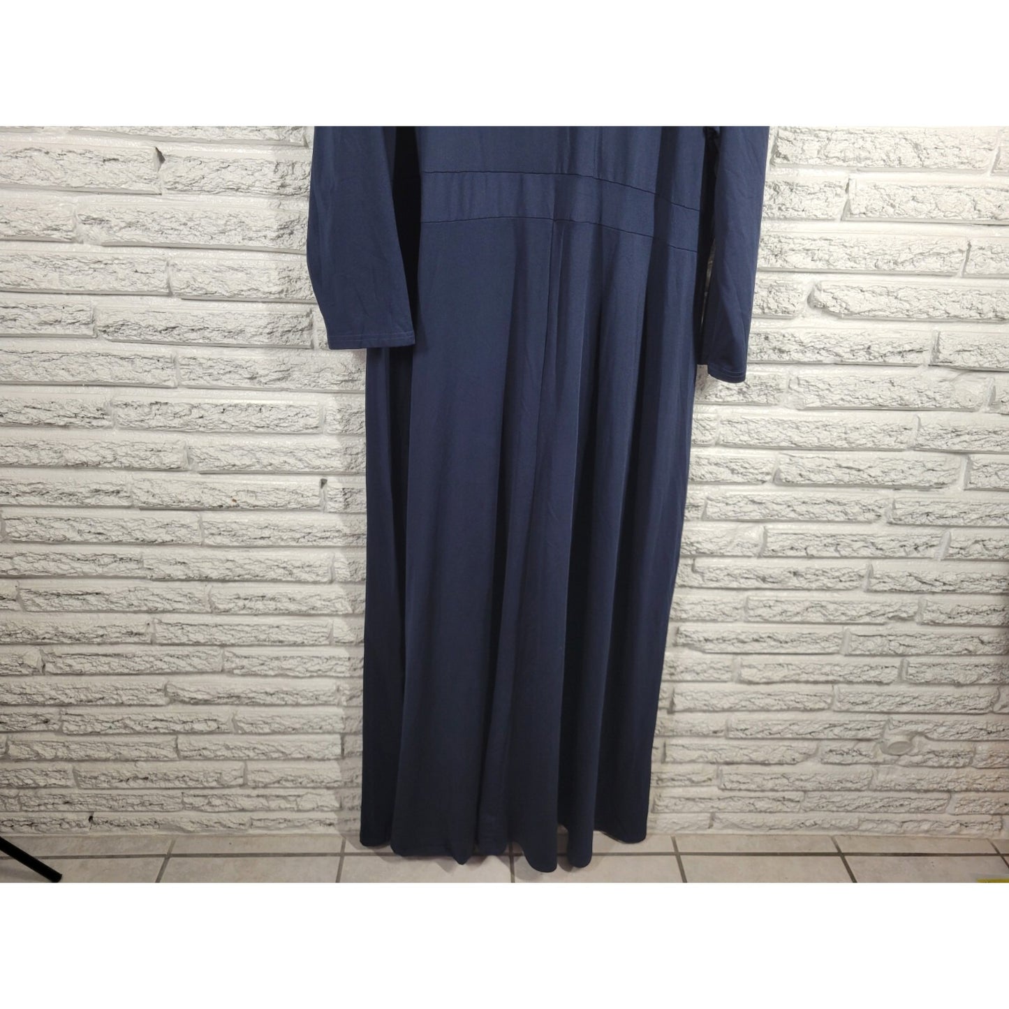 Poseshe Womens Dress 4XL Plus Long Sleeve Sheath Midi Blue Career Poly Blend