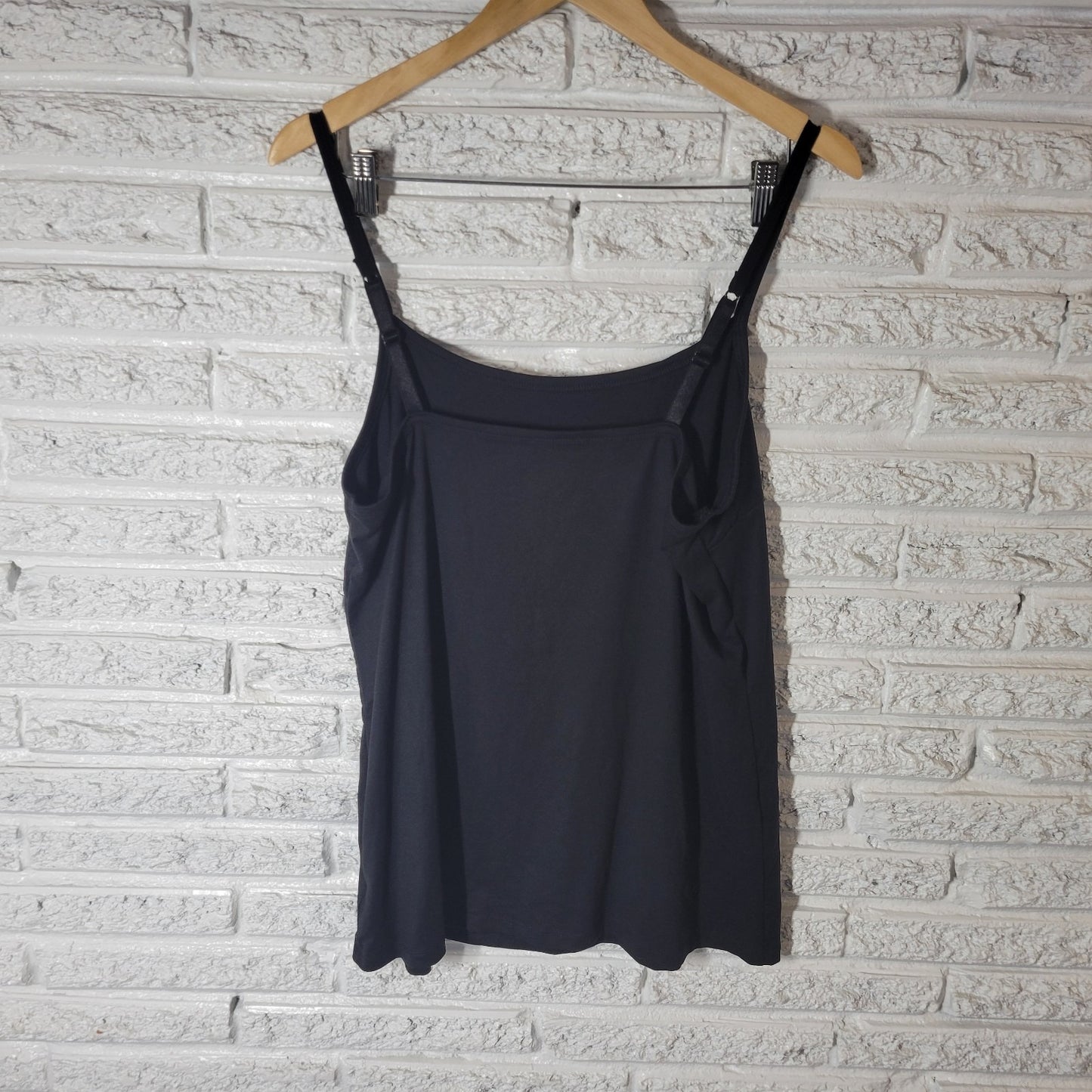 Terra Sky Women Top 1X Plus Camisole Adjustable Spaghetti Strap Black Lighweight