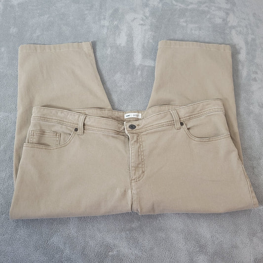 Lee Women Jeans 18W Plus Capri Lower on Waist Beige Denim Zip Fly Comfy Pockets