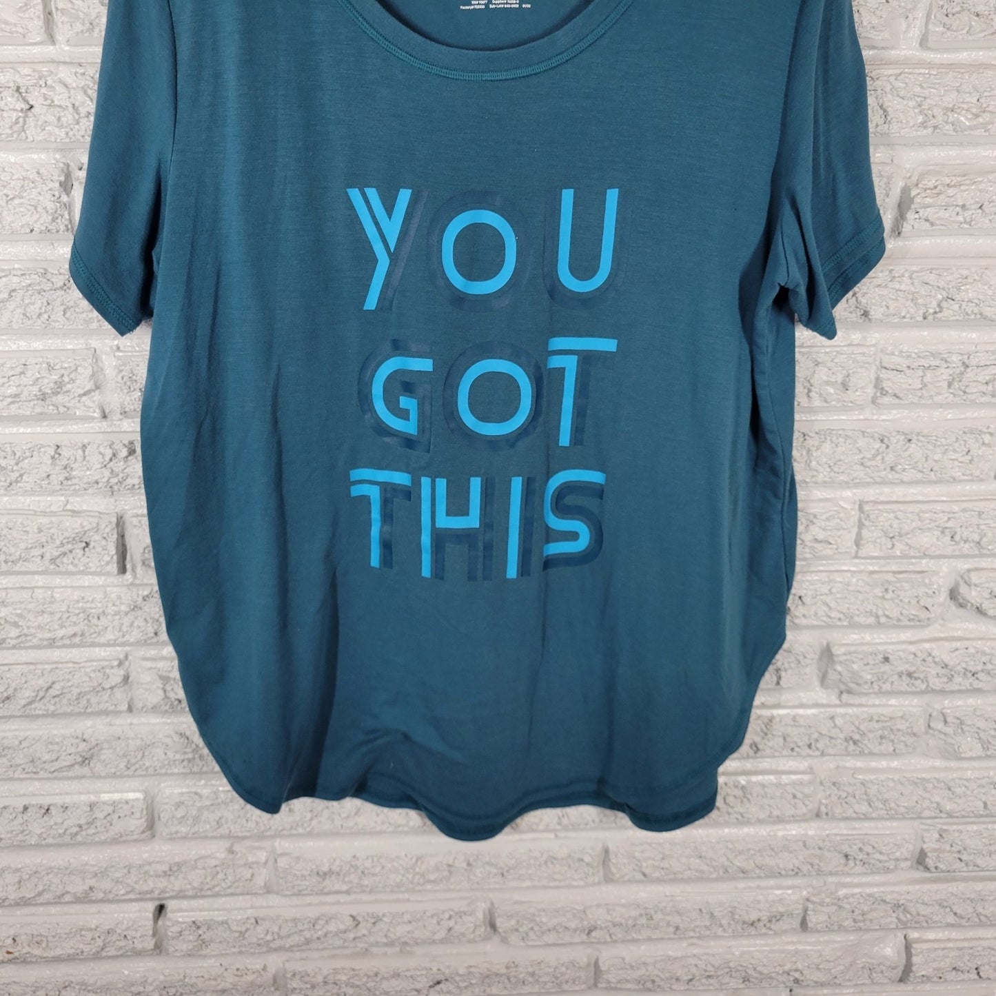 Xersion Women Top Extra Large Tee Blue Poly Blend You Got This Quick Dri Workout