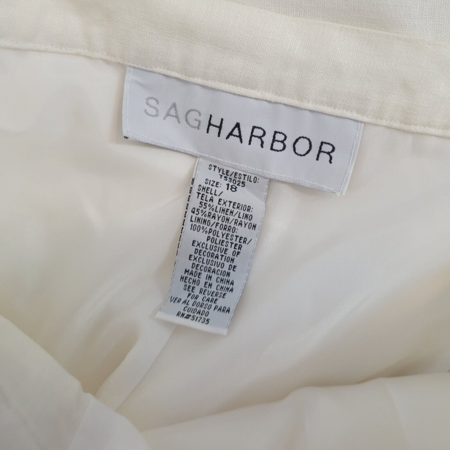 Sag Harbor Women Pants 18 Missy Capri Zip Fly Off White Beaded Embroidered Lined