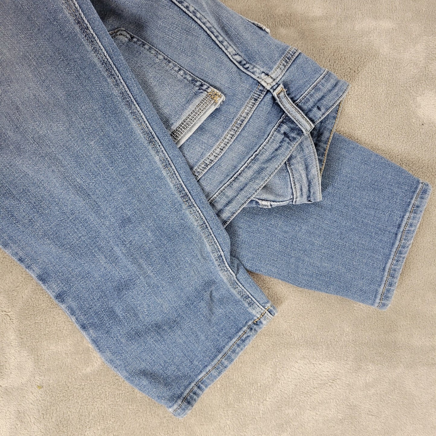 Lee Modern Series Women Jeans 18 Plus Capri Medium Blue Denim Mid Rise Embroider