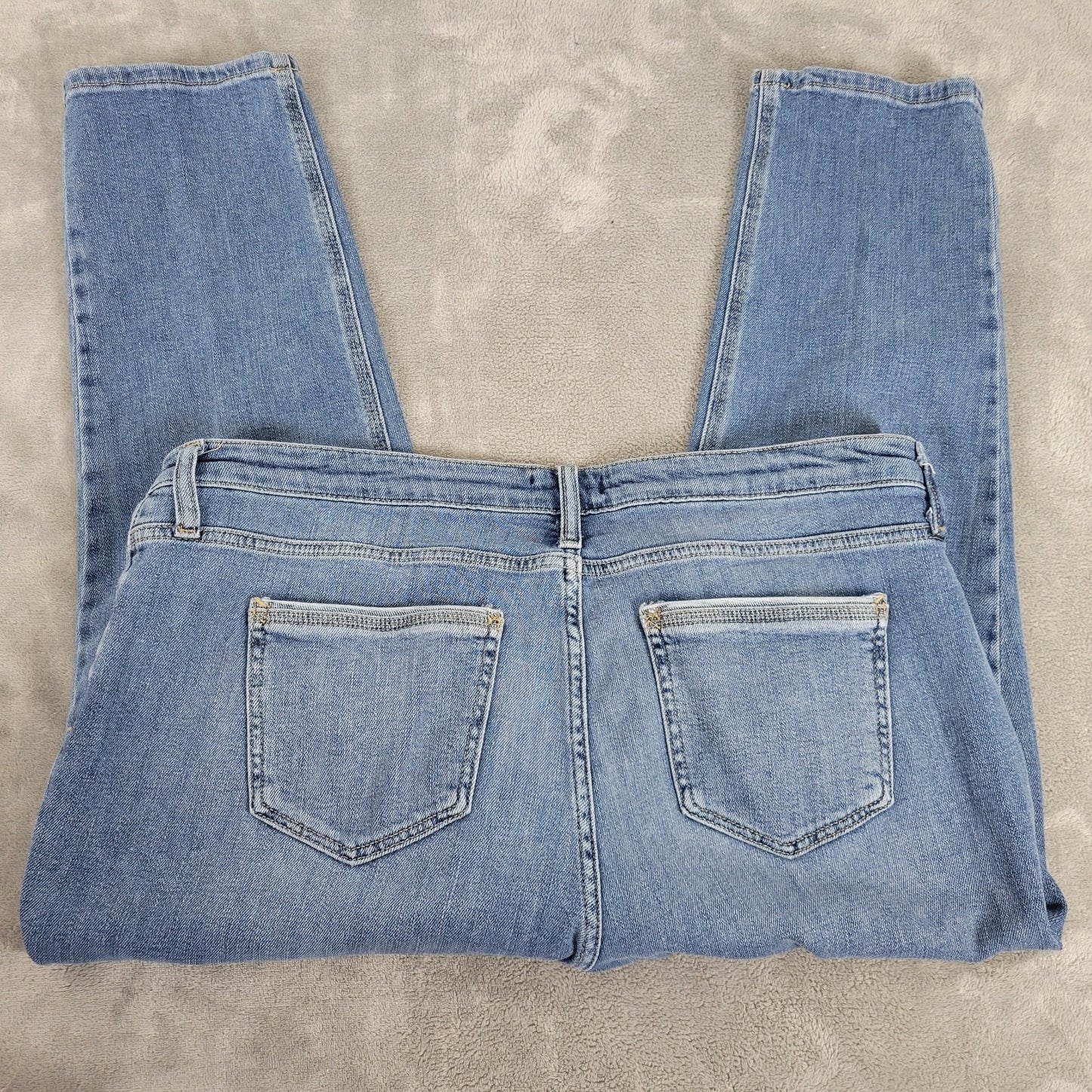 Lee Modern Series Women Jeans 18 Plus Capri Medium Blue Denim Mid Rise Embroider