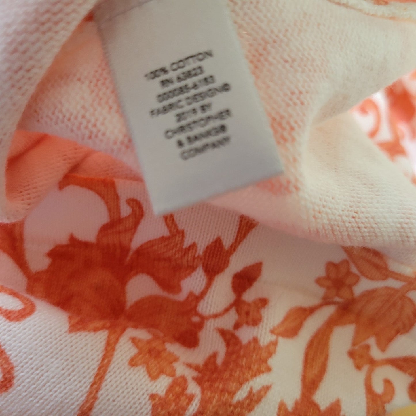Christopher Banks Womens Sweater XL Cardigan 3/4 Sleeve Orange Floral Cotton