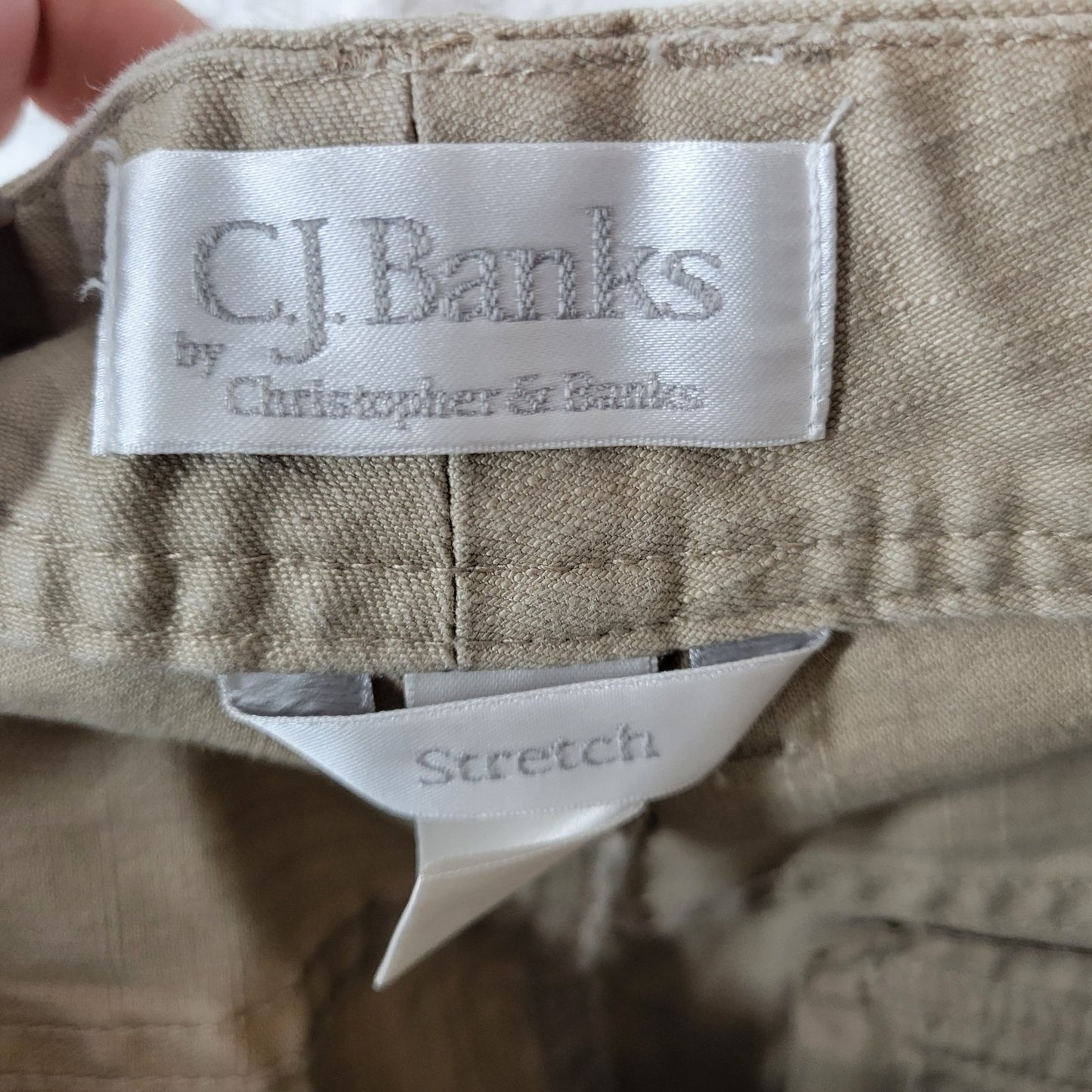 CJ Banks Womens Skirt 16W Plus ALine Beige Denim Blend Zip Slit Pockets Casual