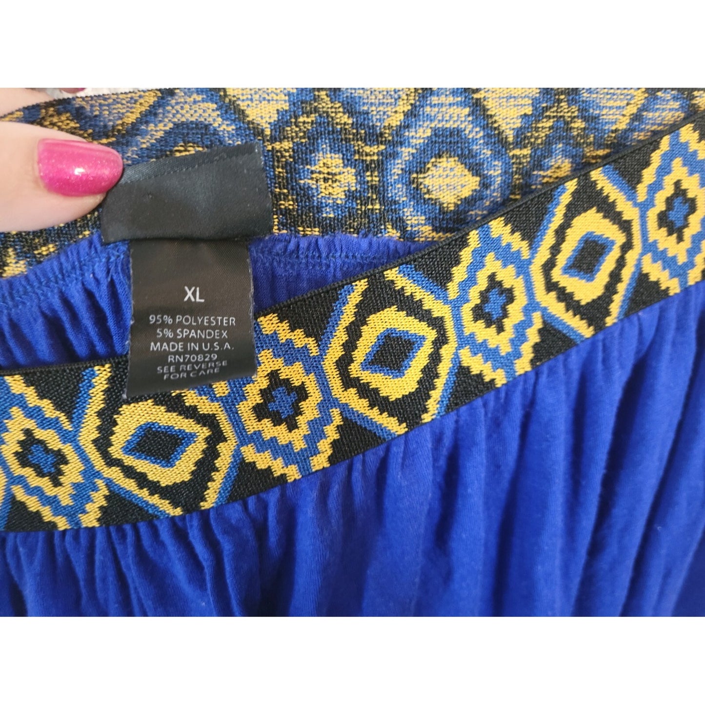 Rue 21 Womens Skirt Extra Large XL Maxi Pencil Blue Elastic Waist Pull On Career