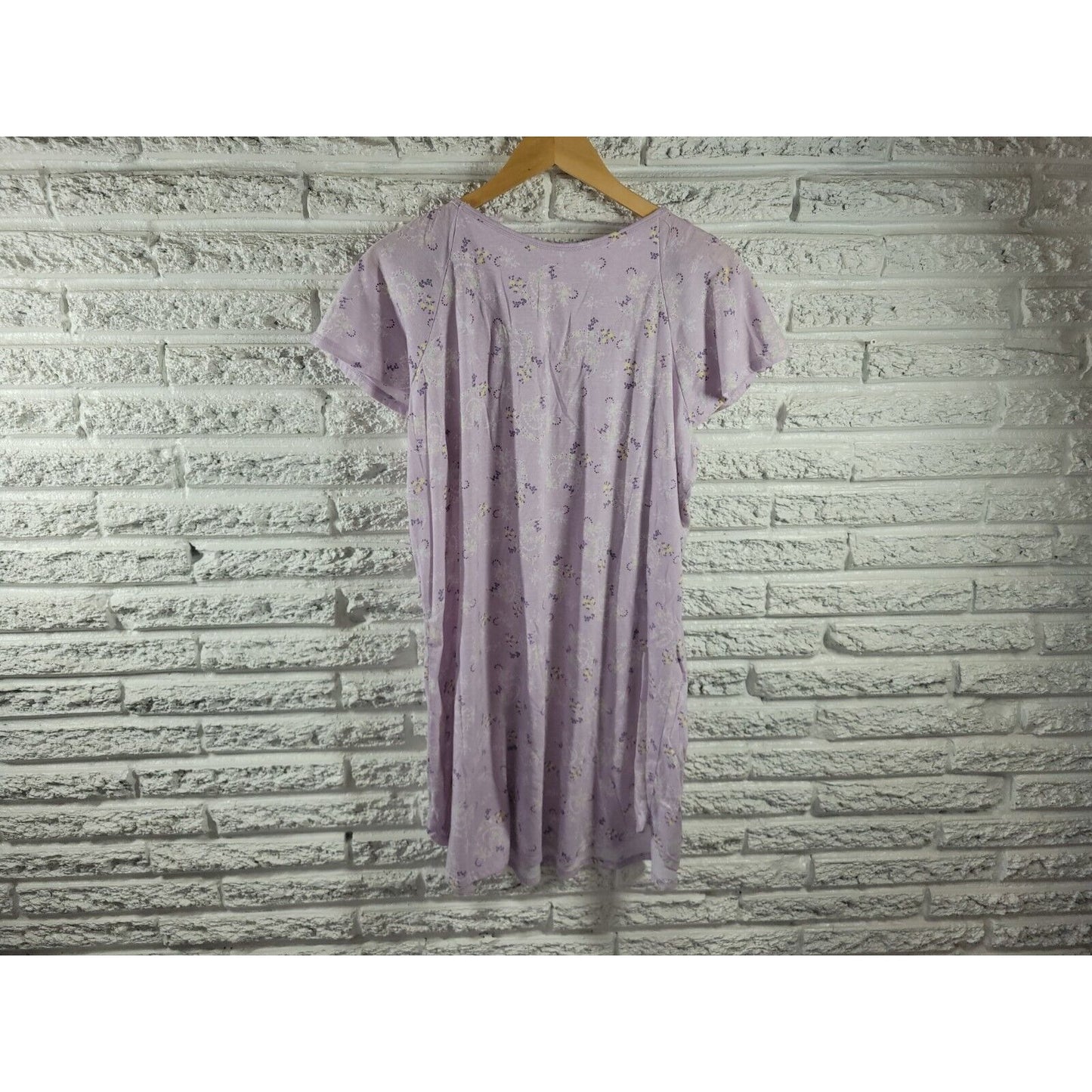 Adonna Womens Nightgown Extra Large XL Loungewear Cinched Neck Lavender Floral